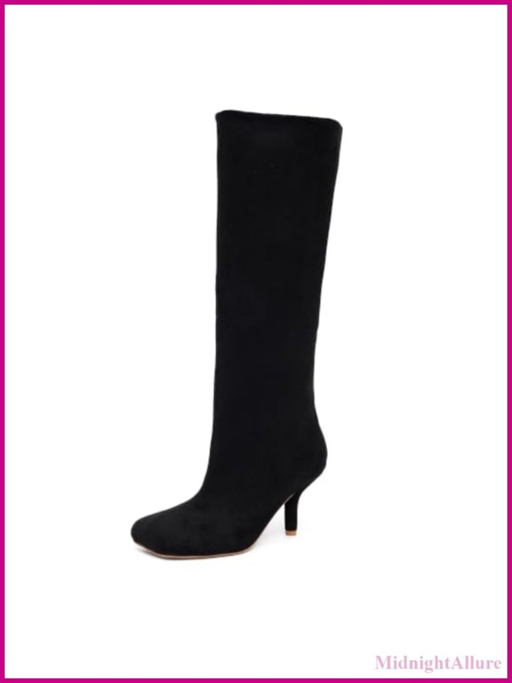 Faux Suede Knee High Wide Calf Pull-On Stiletto Boots